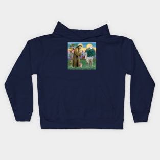 Saint Francis Blesses a Baby Llama Kids Hoodie